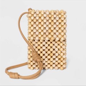 Universal Thread Striped Straw Phone Crossbody Bag
